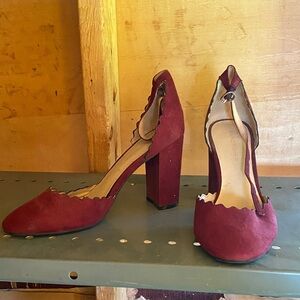 Marc Fisher Scalloped Red Heels